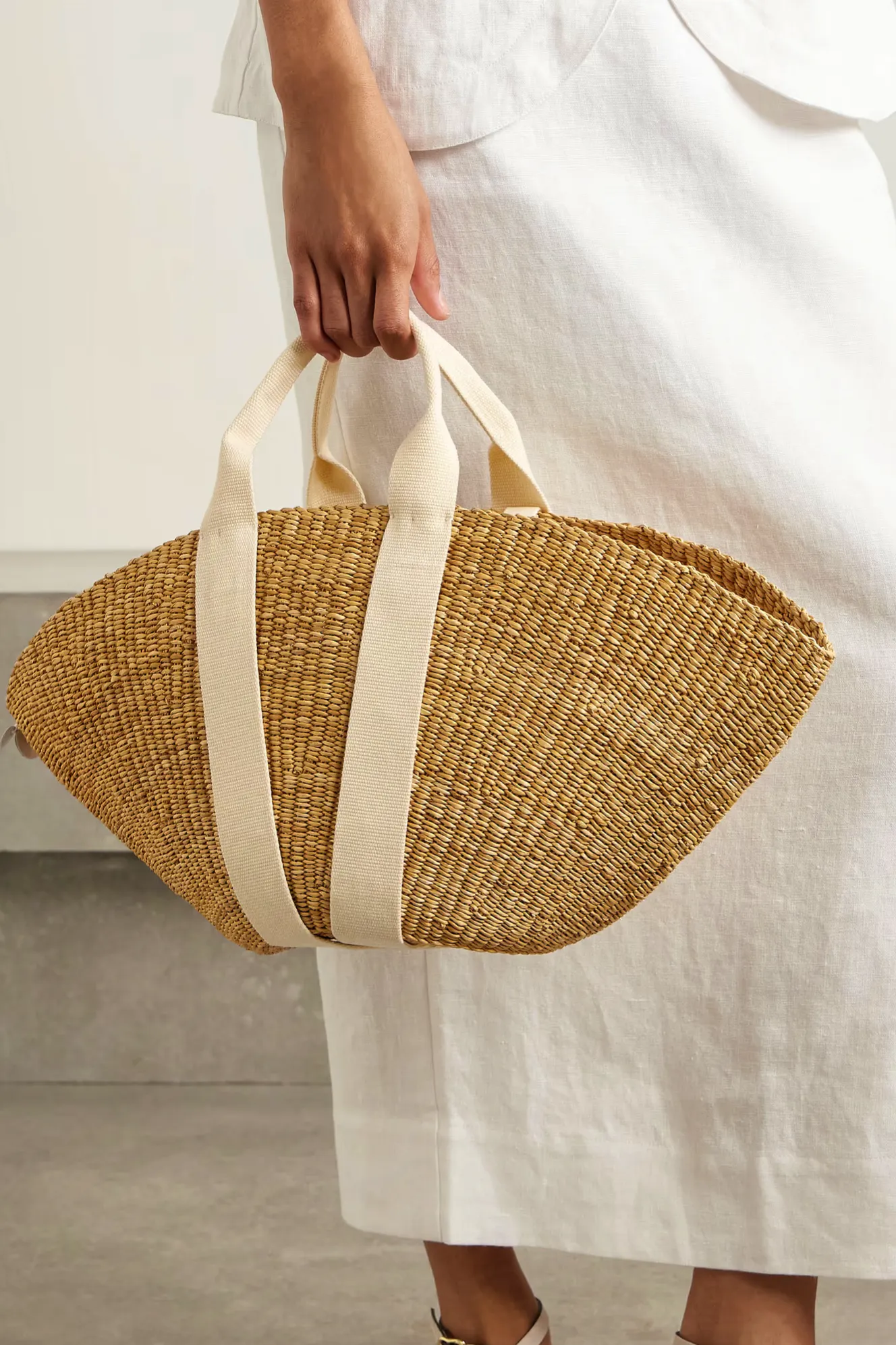 MUUN Sophie Canvas-Trimmed Woven Straw Tote, £195