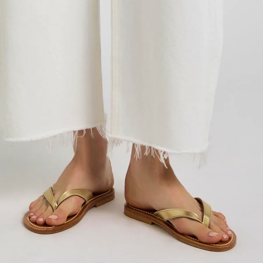 KJacques Torino Metallic Leather Flip Flops, £180
