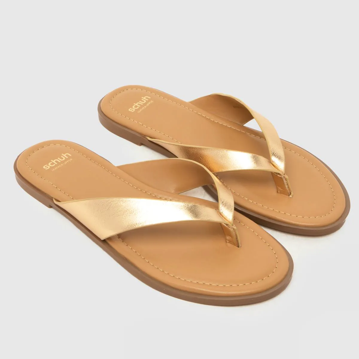 Schuh Thailand Leather Toe Post Gold Sandals, £30
