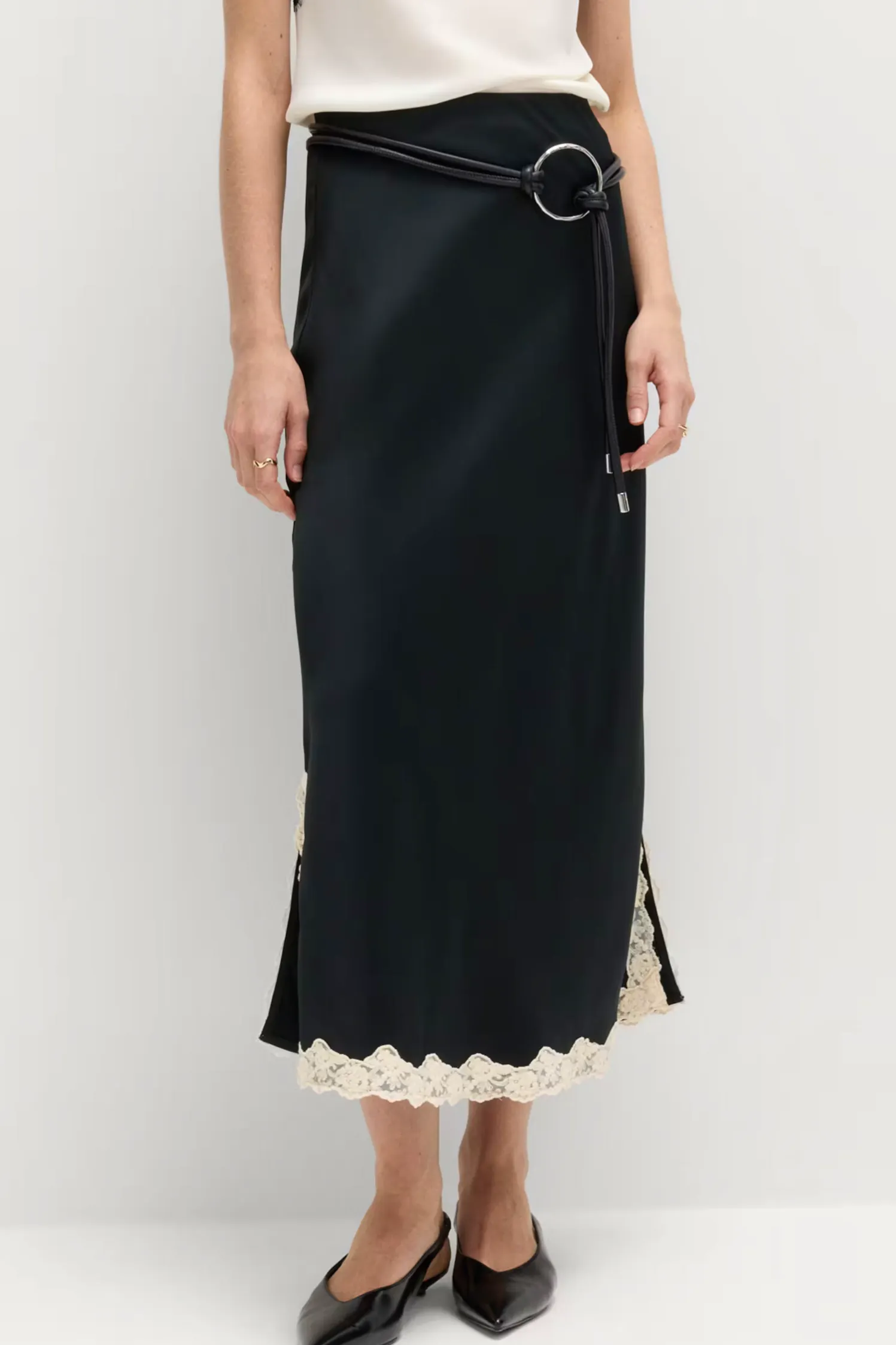 Marks & Spencer Satin Lace Trim Midi Slip Skirt, £38