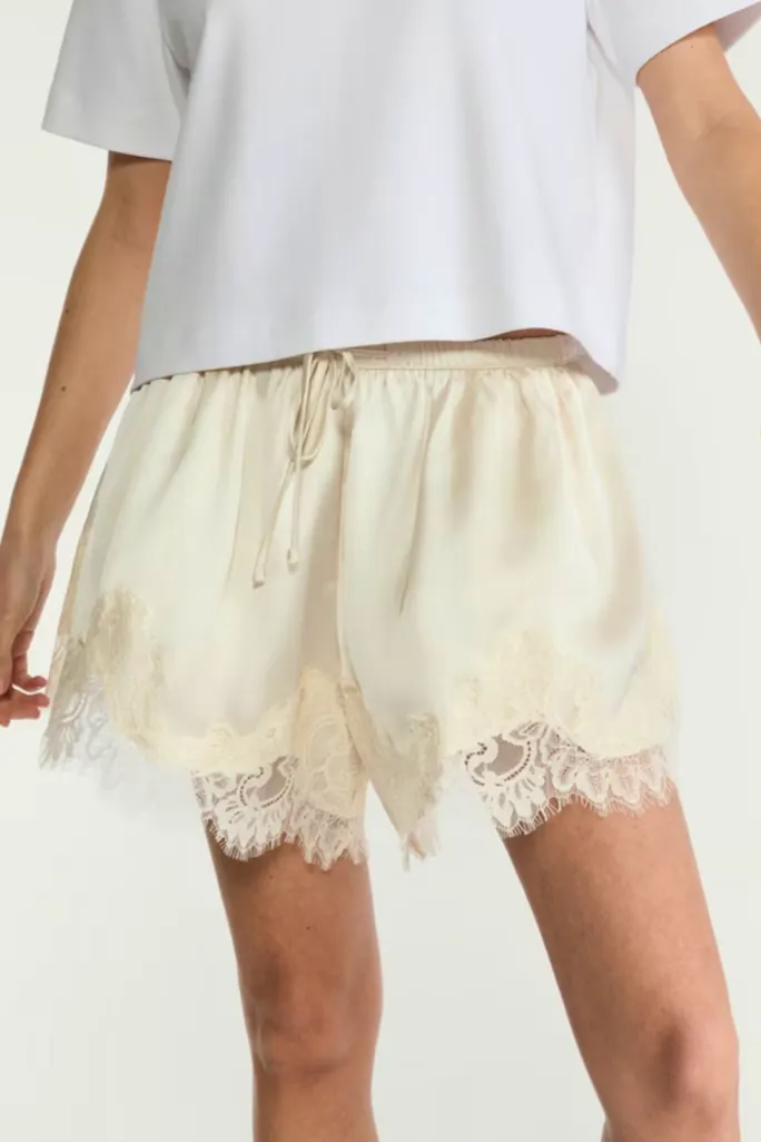 F&F Satin Lace Trim Drawstring Shorts, £18
