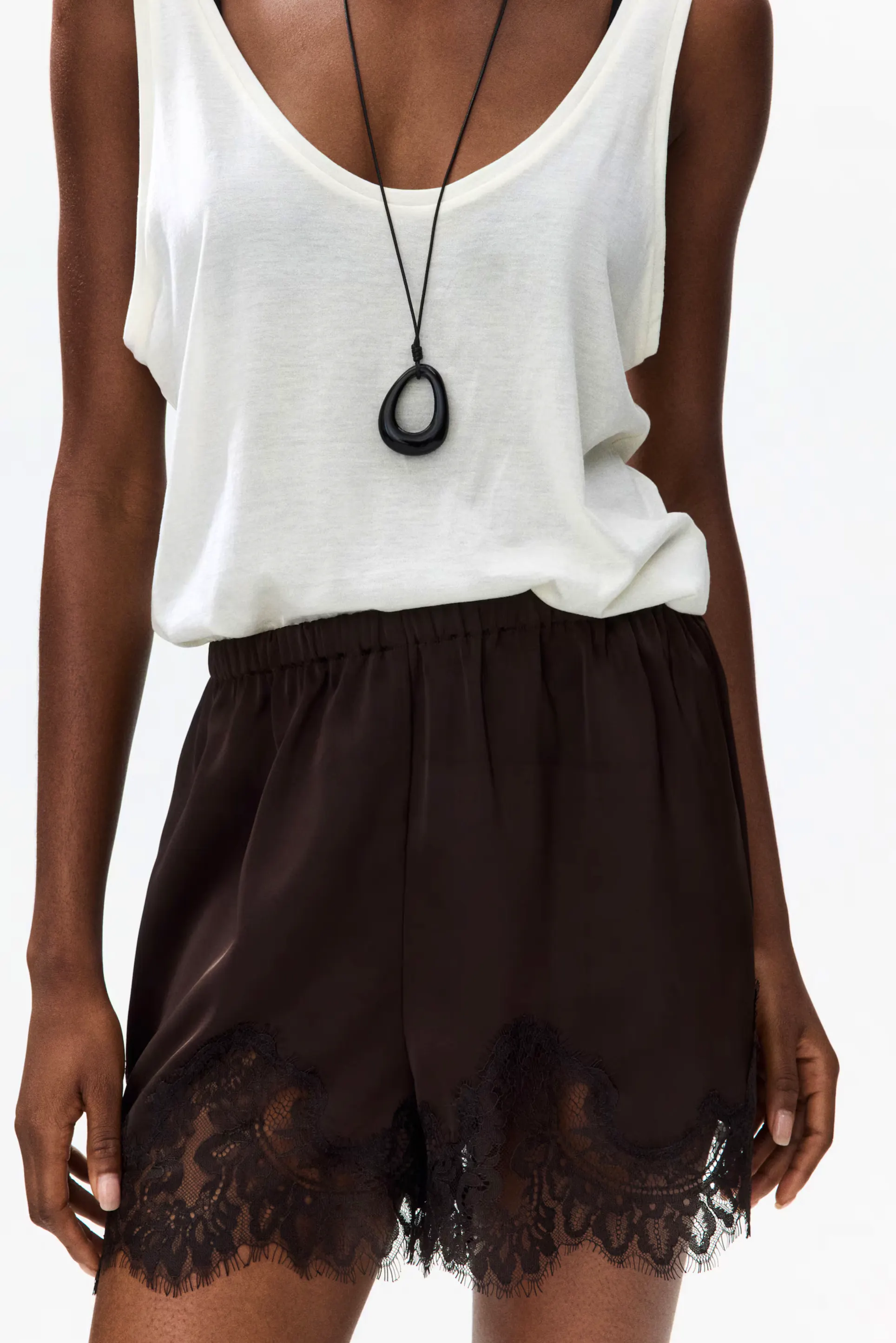 H&M Lace-Trimmed Satin Shorts, £22.99