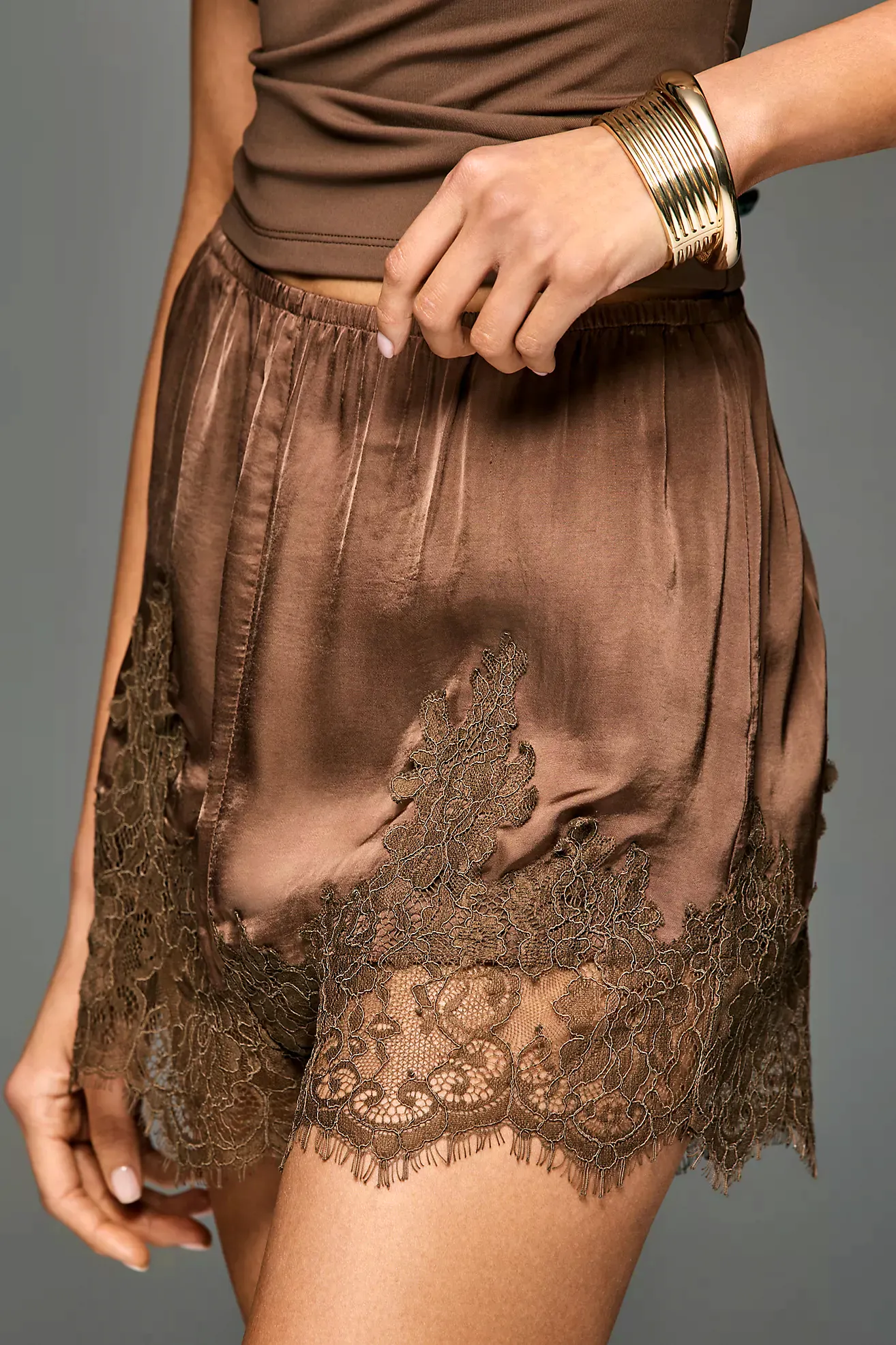 Anthropologie LyreBird Lace-Trim Silky Shorts, £55
