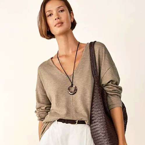 The White Company Linen Cotton Deep V-Neck Jumper, £85