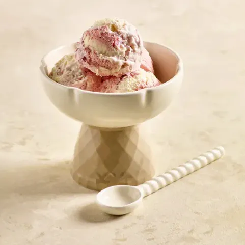 Dunelm Ice Cream Footed Bowl & Ceramic Spoon Set, £7