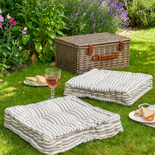 Dibor Set of 2 Grey Striped Mattress Cushions, £35