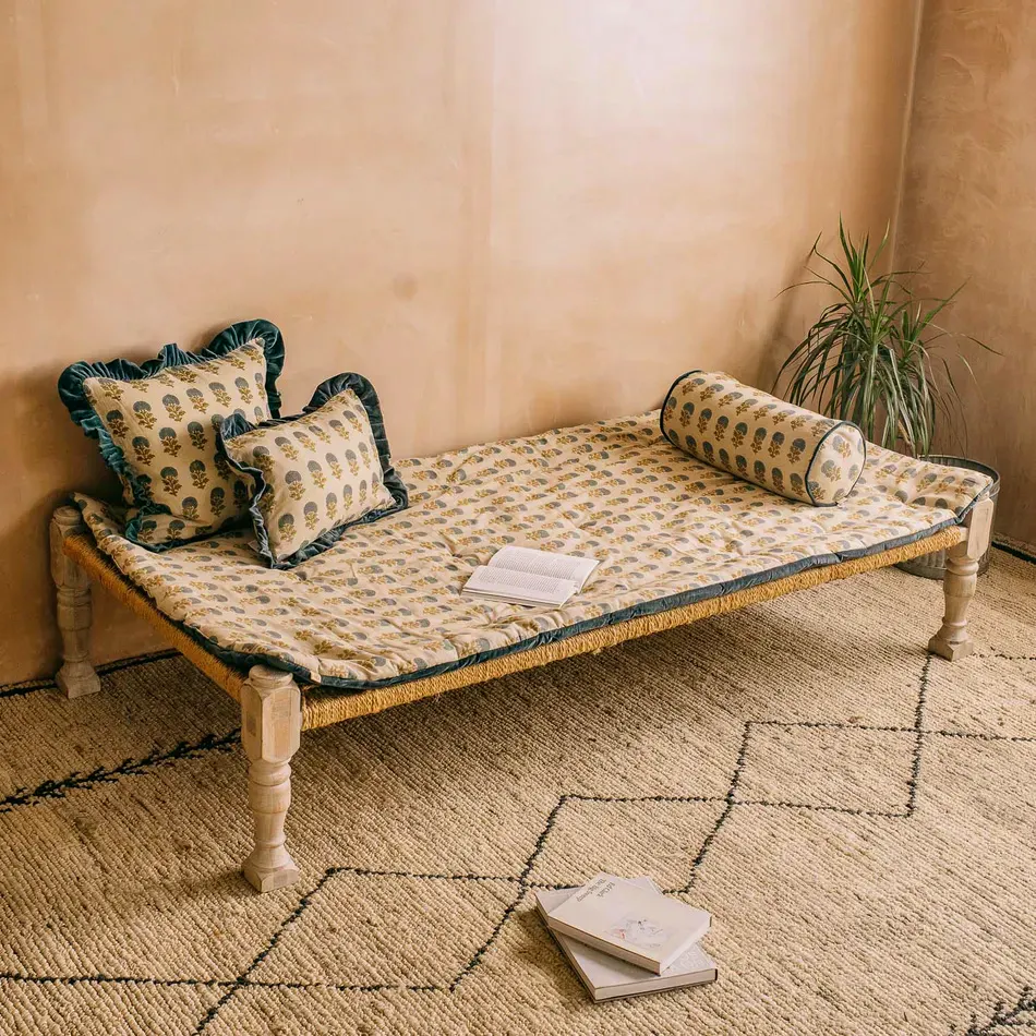 Graham & Green Asta Hand-Block Printed Day Bed Mattress, Now £113.40 (was £189)