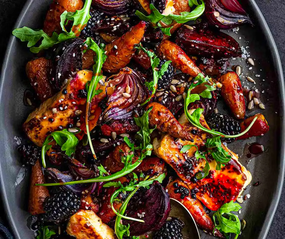 Hot Honey Halloumi & Blackberry Salad