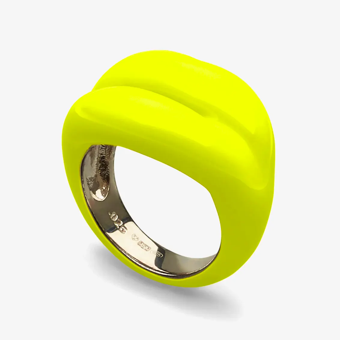 Solange Neon Yellow Hotlips Ring, £275