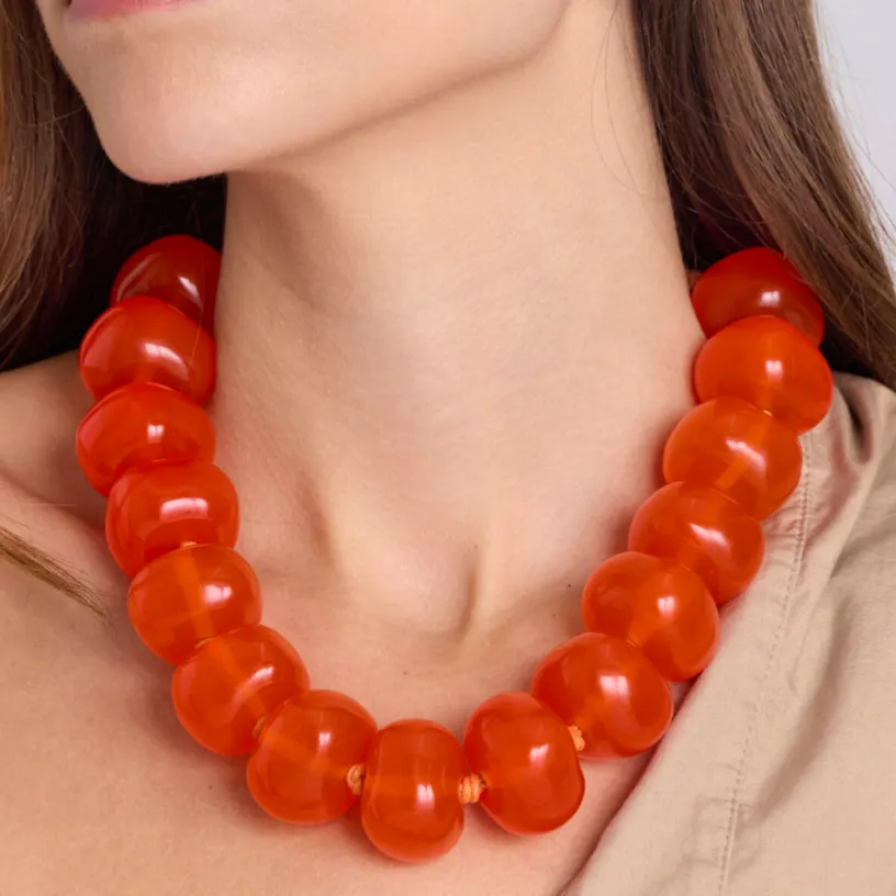 Wolf & Badger Vivienne Orange Resin Necklace, £101