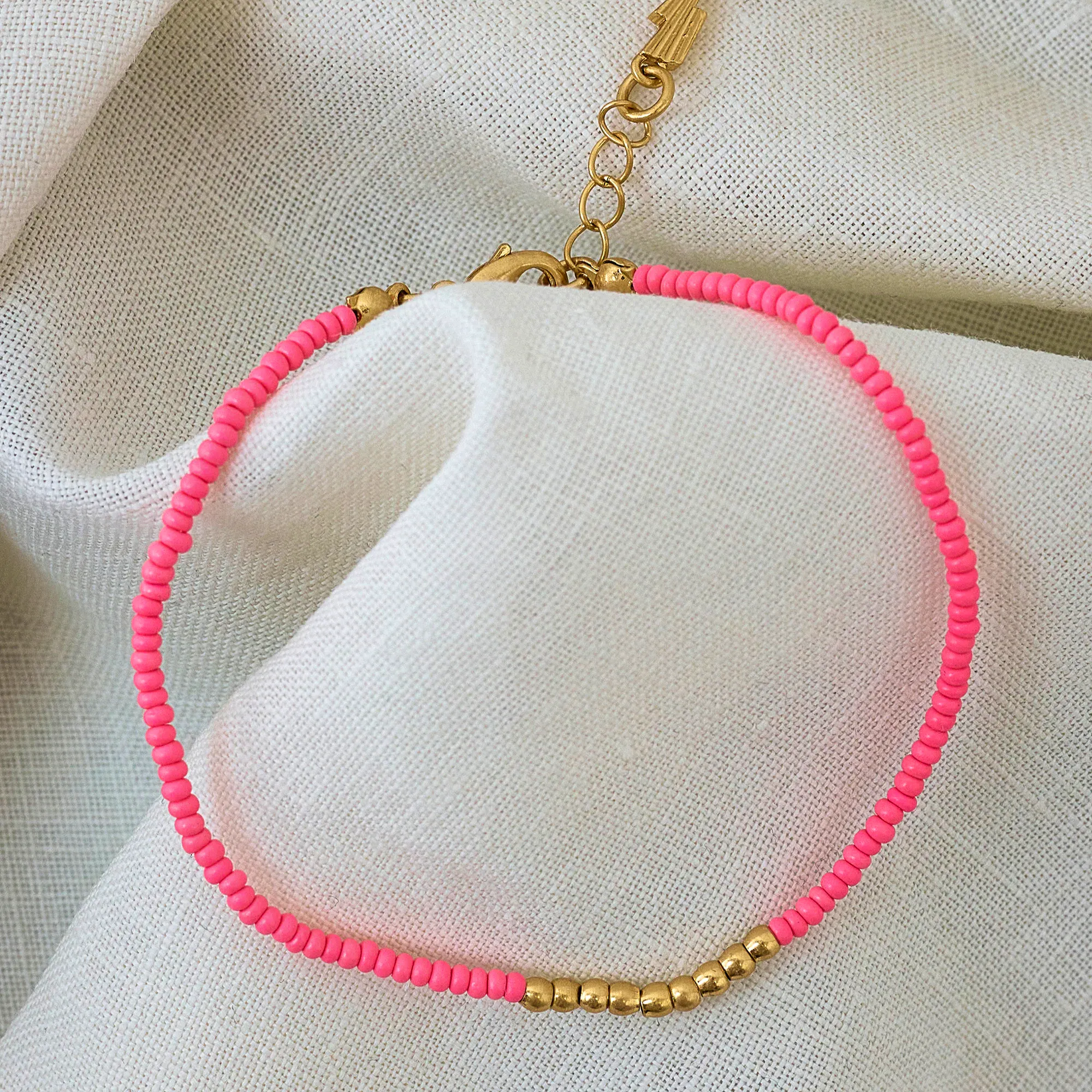 Scamp & Dude Gold and Coral Beaded Bracelet, £25