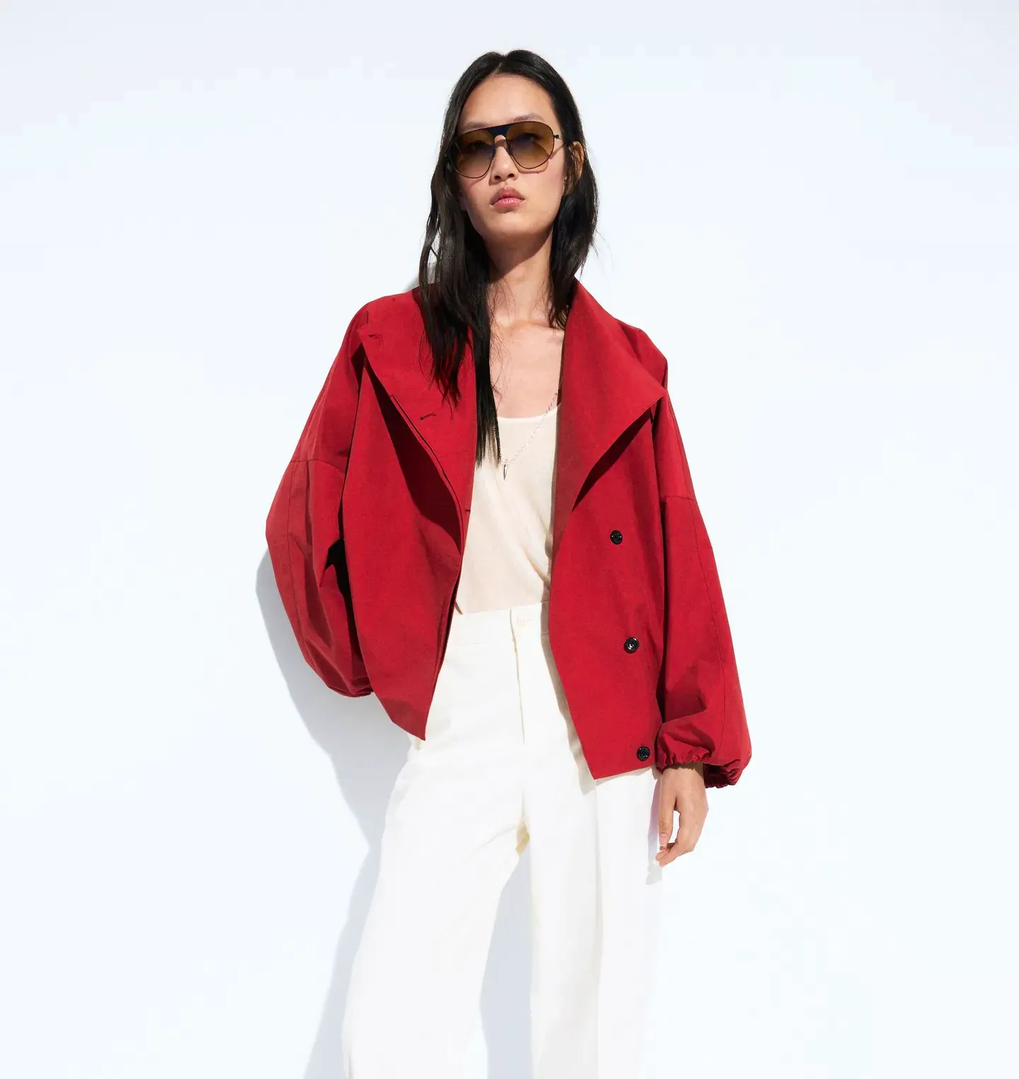 Cotton Blend Technical Jacket With Side Button Copy