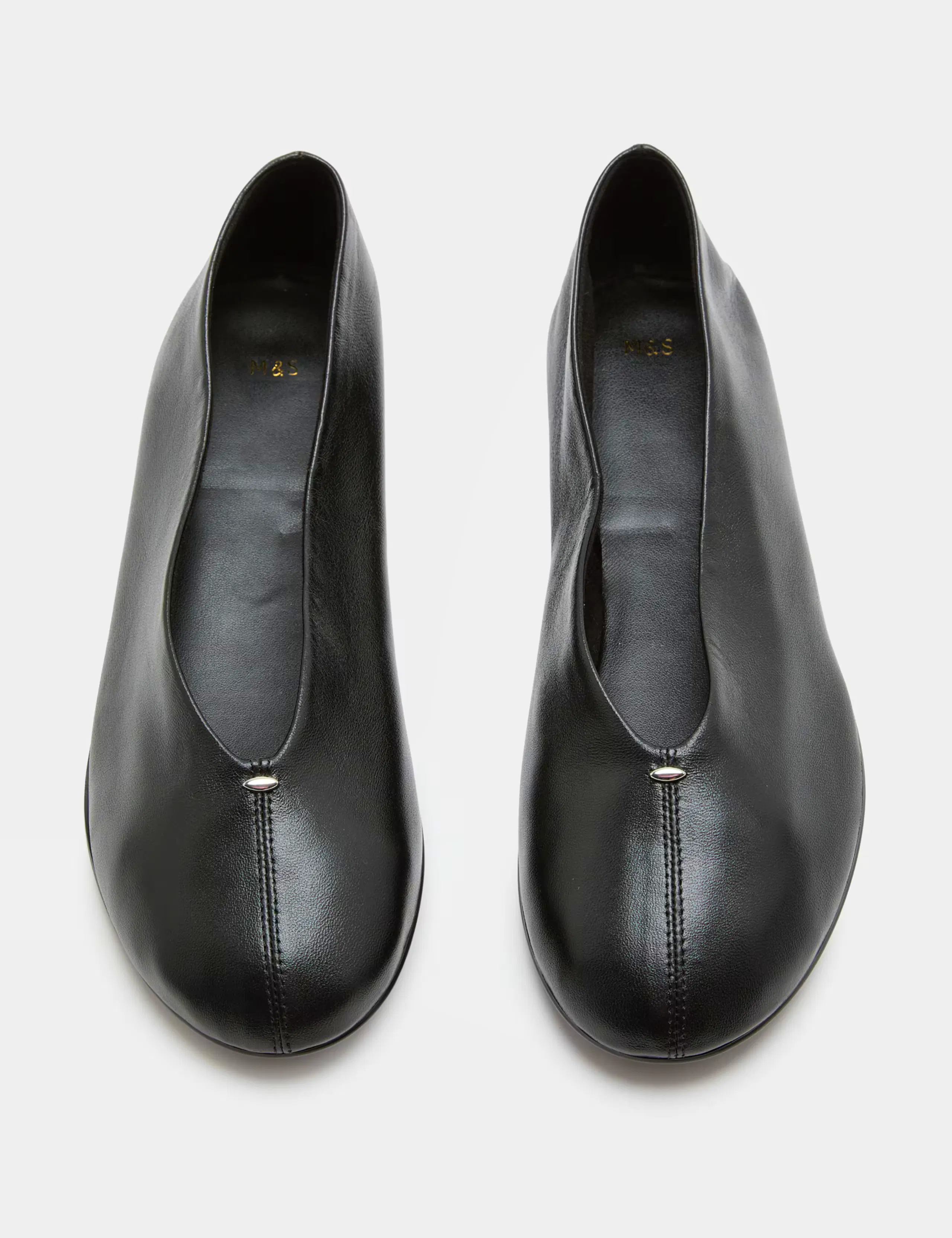 Leather Metallic Round Toe Ballet Pumps