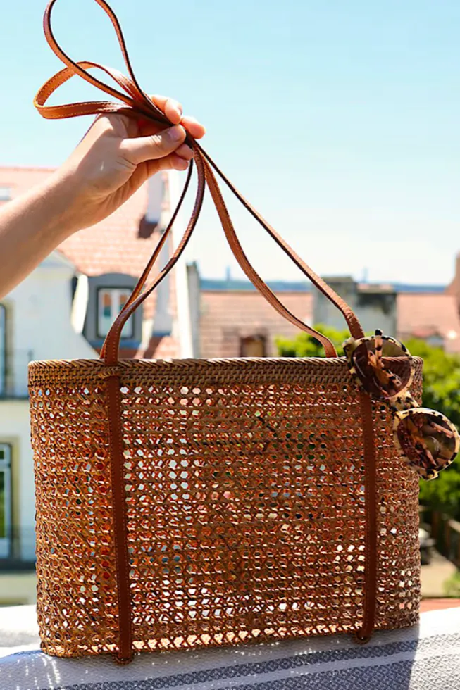 Wolf & Badger Ayana Raffia Basket Bag, £85