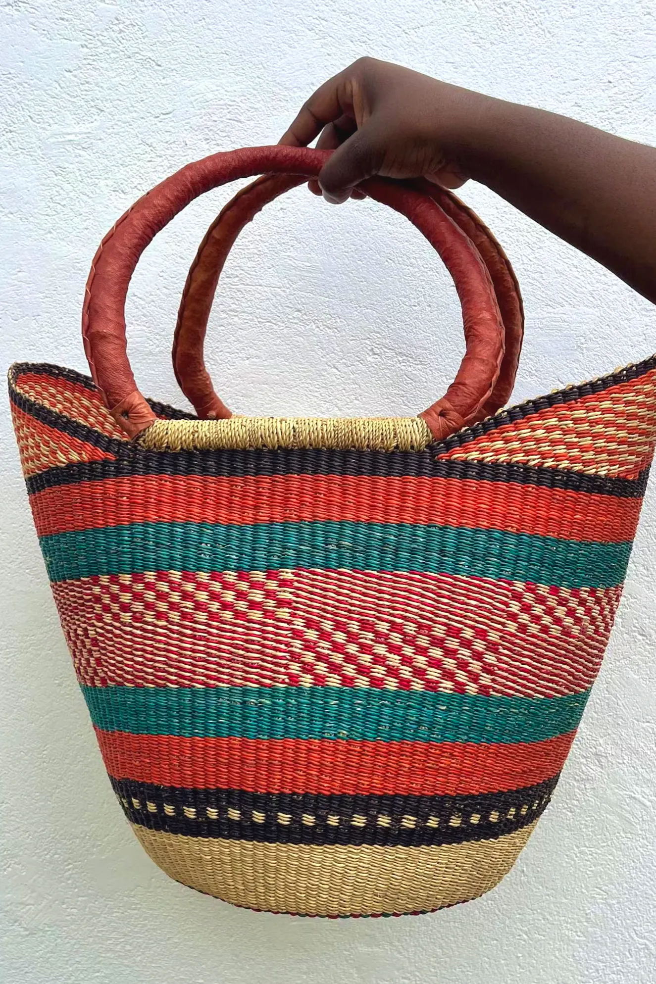 Etsy Colourful Bolga Basket Handwoven Rattan Beach Bag, £104.07