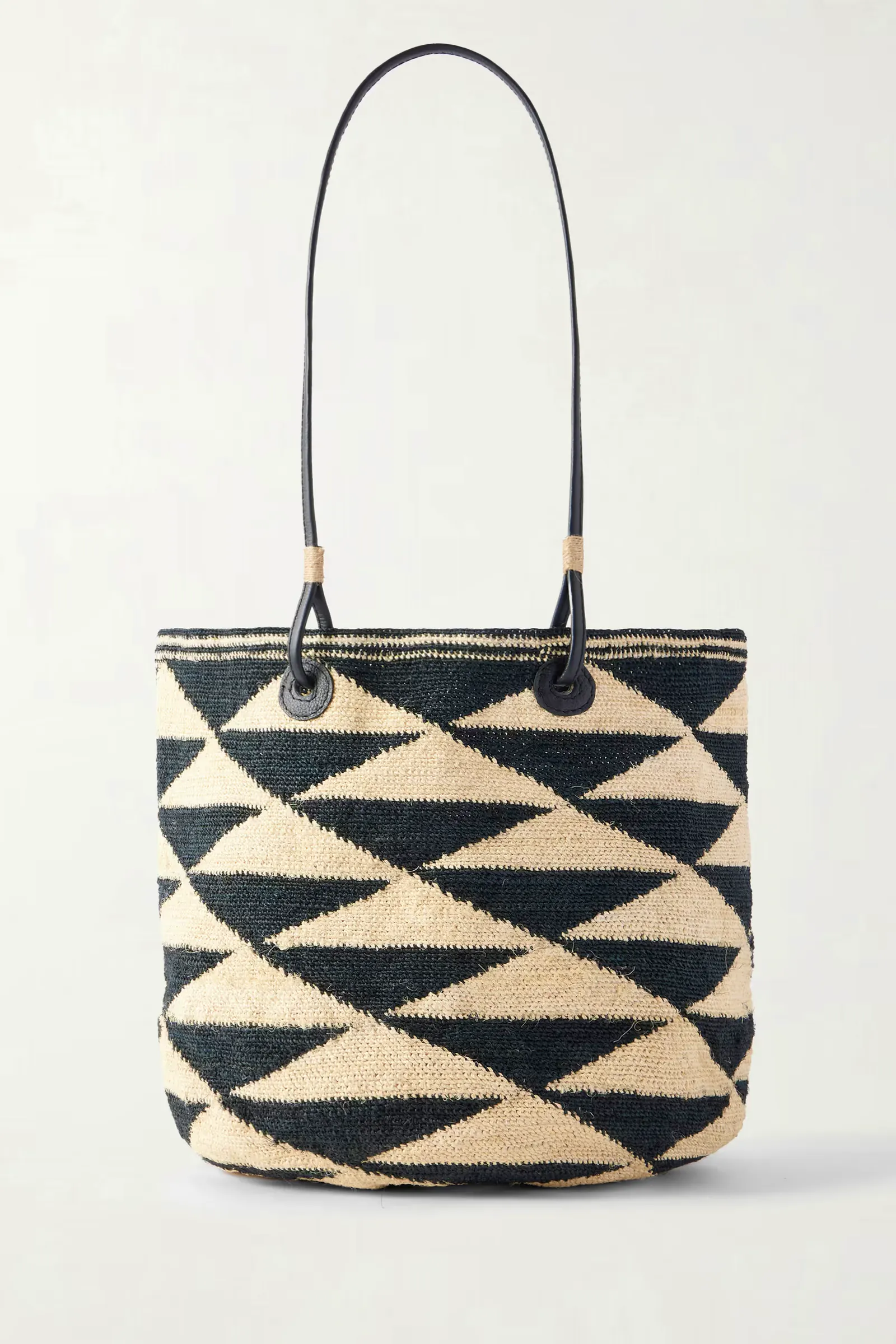Sensi Studio Shiga Medium Leather-Trimmed Sisal Shoulder Bag, £315