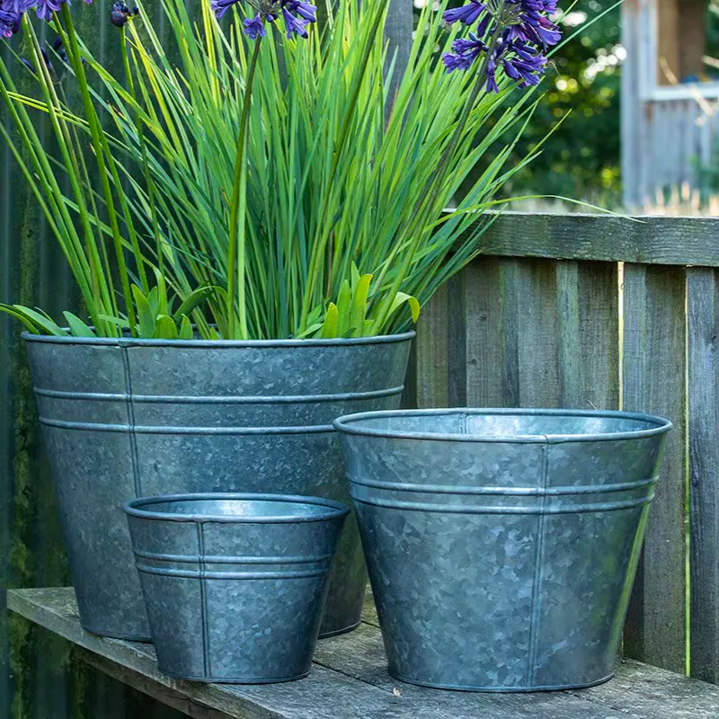 Ringed Galvanised Metal Planter From £13.99