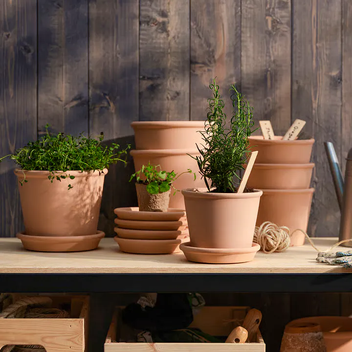 MUSKOTBLOMMA Plant Pot With Saucer, In/Outdoor Terracotta £5
