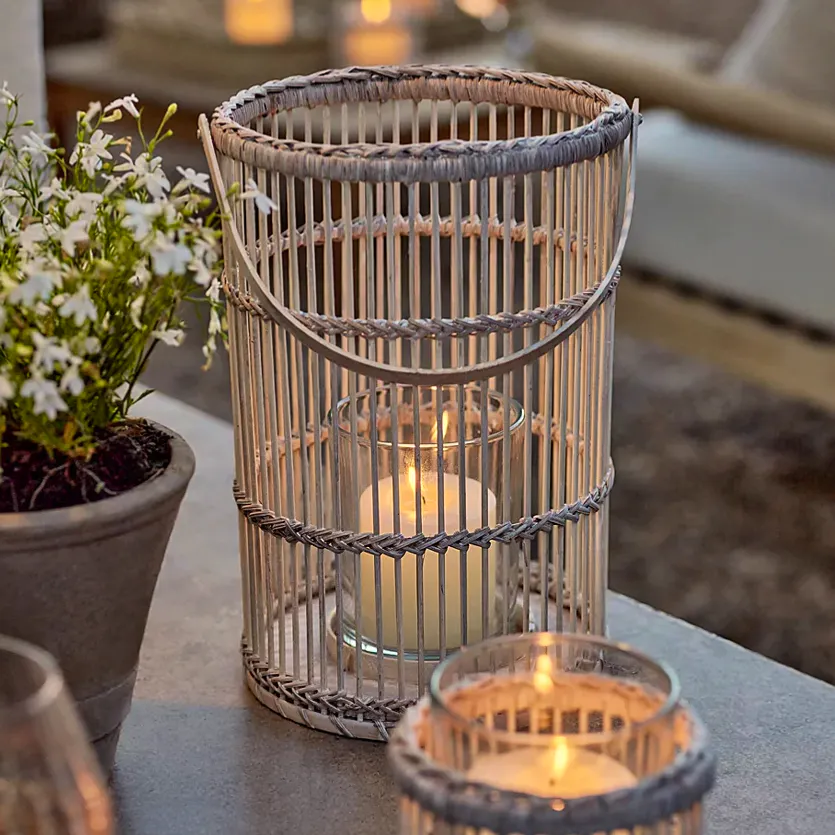 The White Company Whitewashed Bamboo Lantern, £45