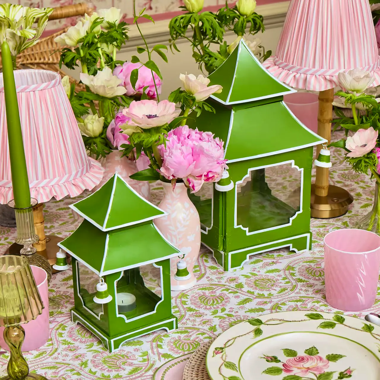 Mrs Alice Apple Green Pagoda Lantern Set, £264