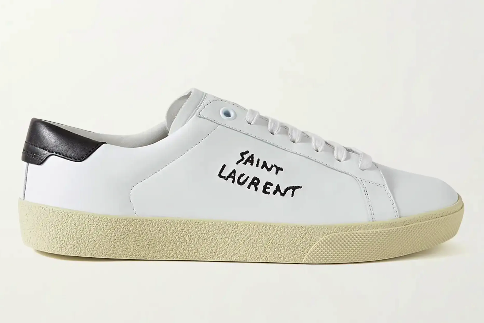 Saint Laurent Court Classic SL/06 Logo-Embroidered Leather Sneakers, £595