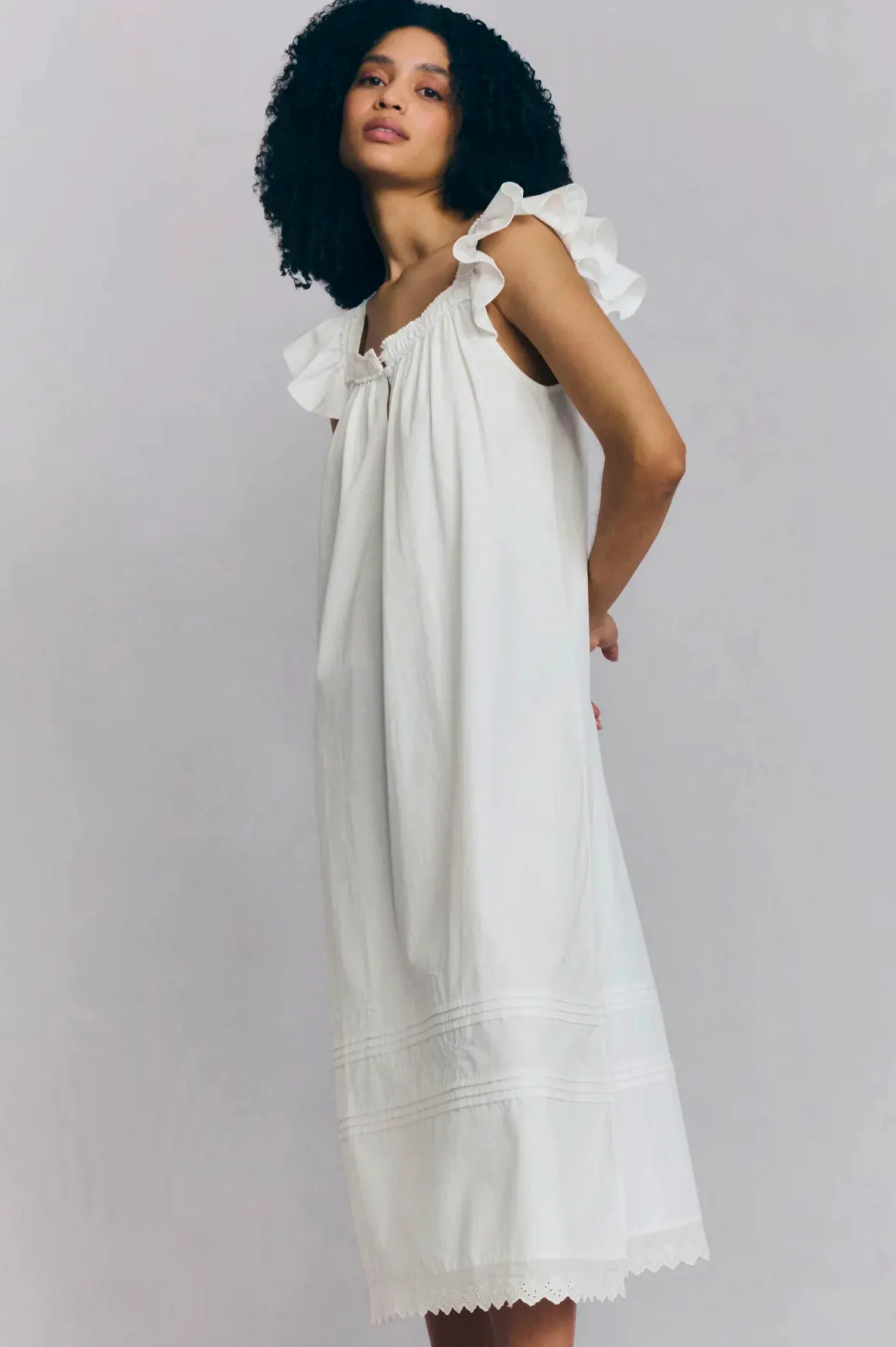 Piglet In Bed White Floral Embroidered Cotton Nightie, £89