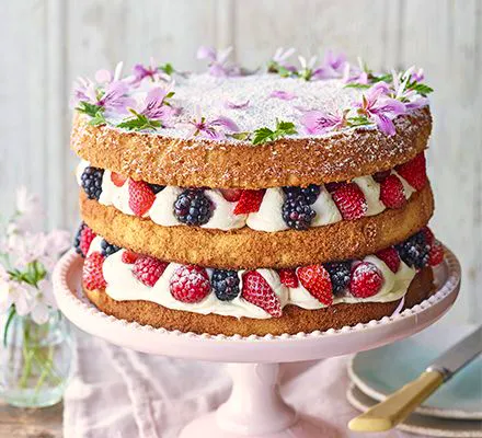 Summer Berry Cake With Rose Geranium Cream