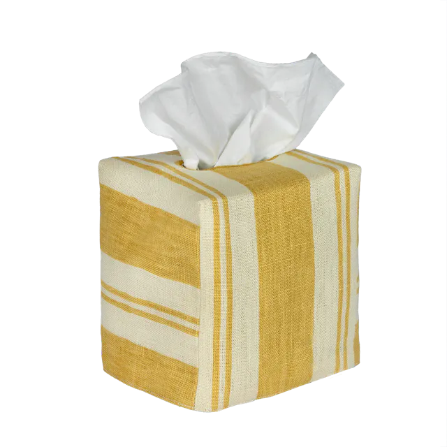 Square Raj Stripe Linen Tissue Box Cover