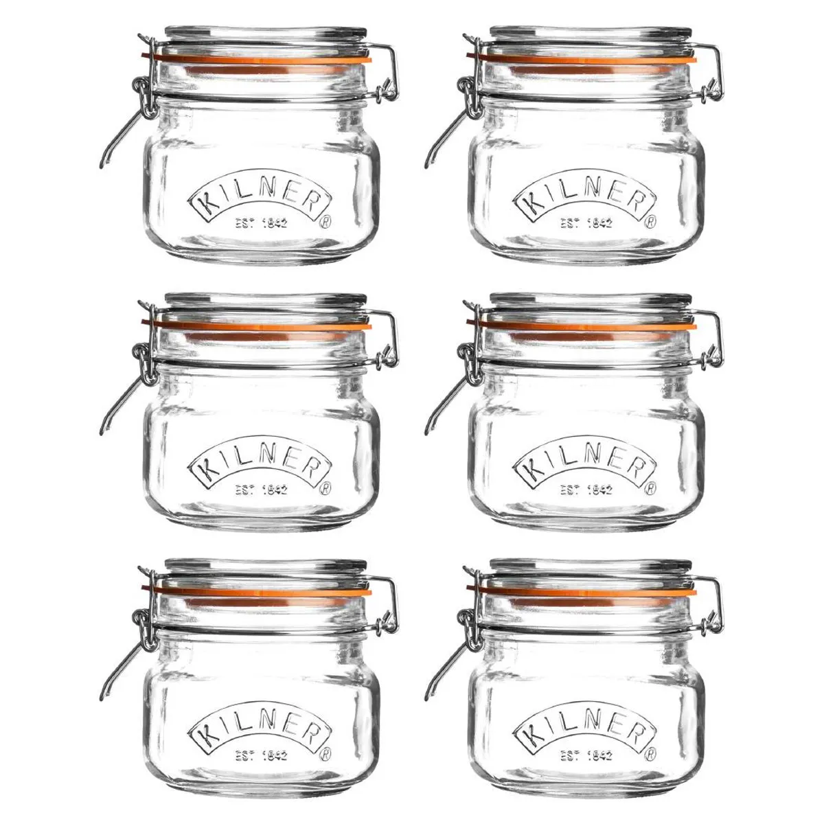 Kilner Storage Jars 6 x Kilner Square Clip Top Storage Jar, £17.99