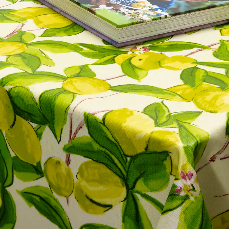 Jolee Tablecloths Yellow and Green Lemons Matte Finish Wipe Clean Oilcloth, £34.99