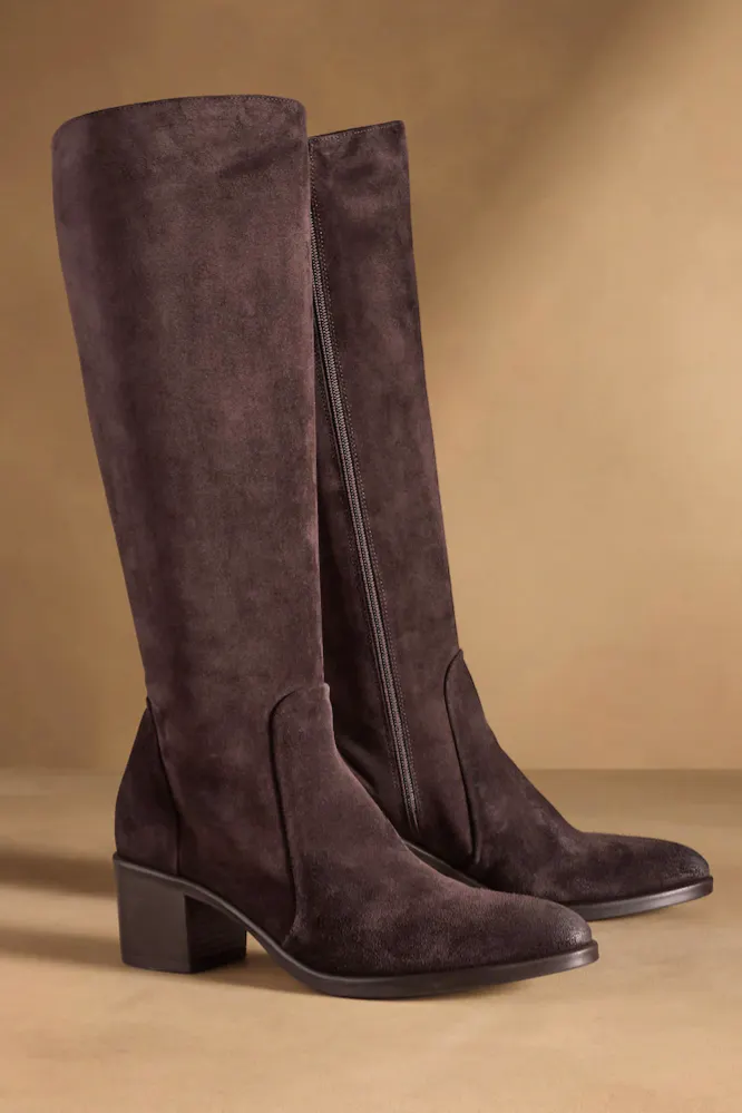 Russell & Bromley Brown Kicking High Slim Knee High Boots, £395