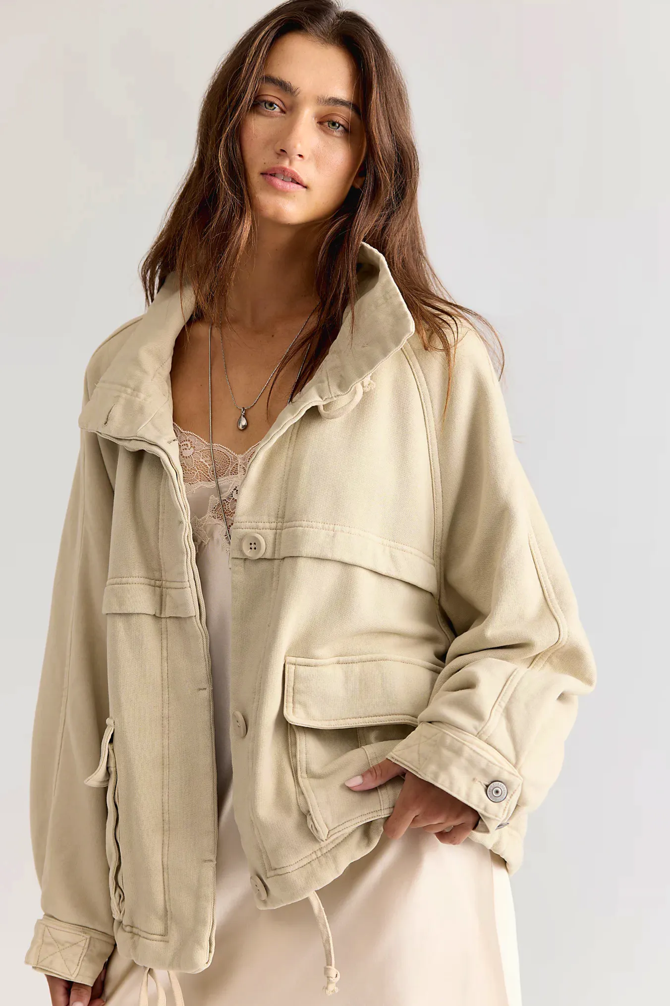 Free People Jojo Washed Oversized Funnel-Neck Jacket, £188 - £228