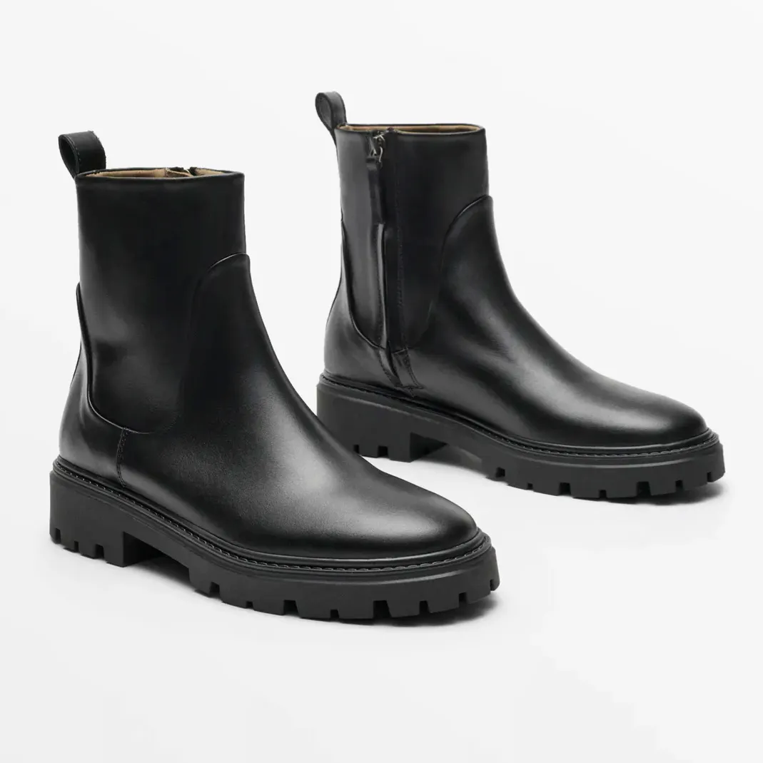 Massimo Dutti Flat Leather Ankle Boots, £170