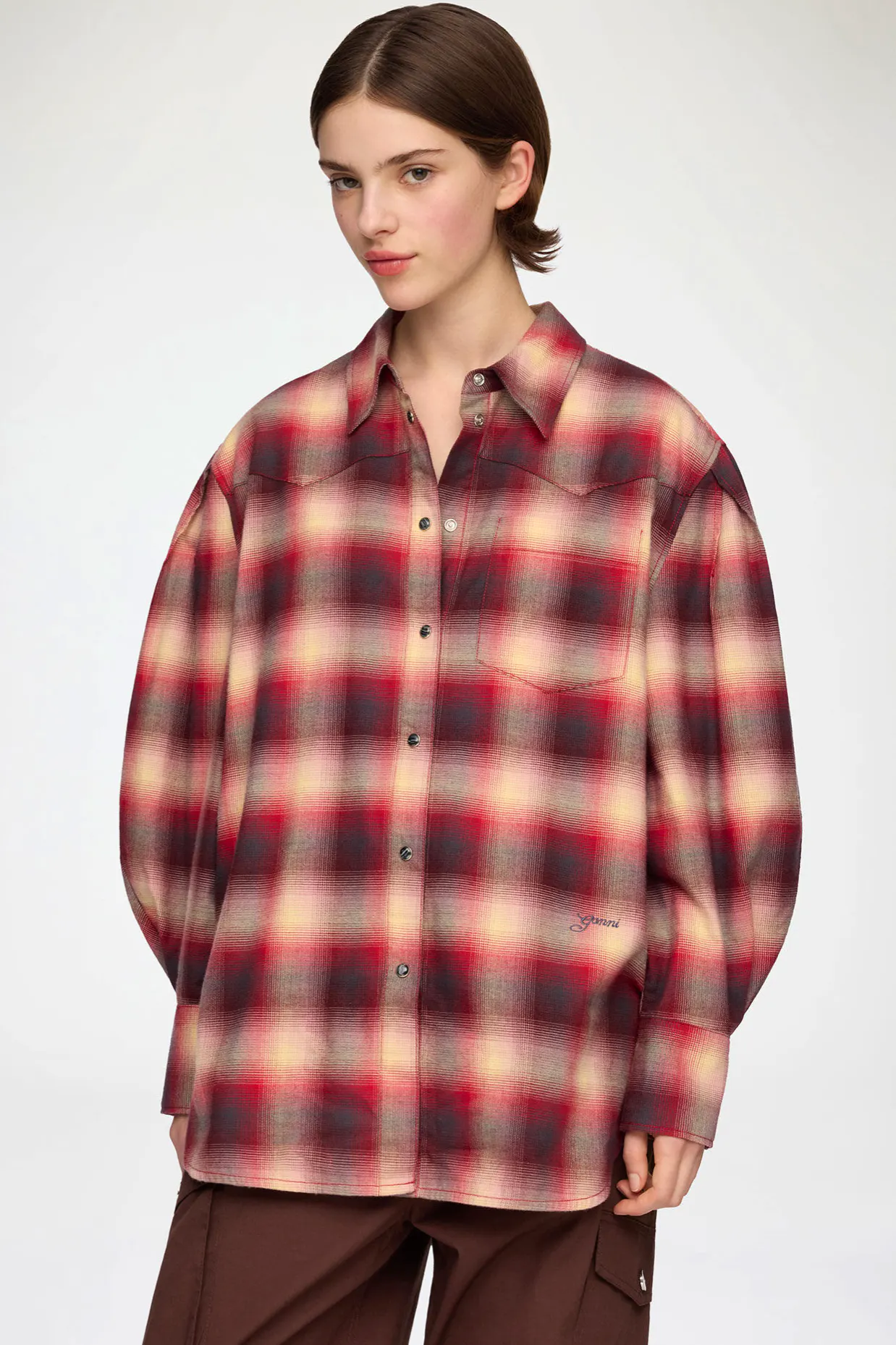 Ganni Shirt In Red Check Flannel, £340