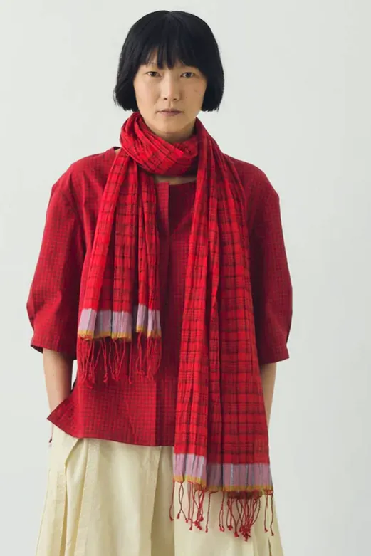 Toast Graph Paper Check Gauzy Scarf, £65