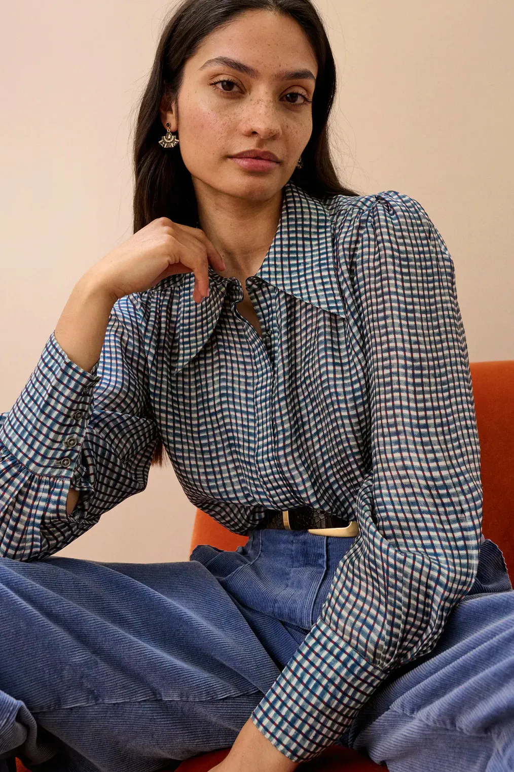 Brora Graphic Check Dagger Collar Shirt, £145