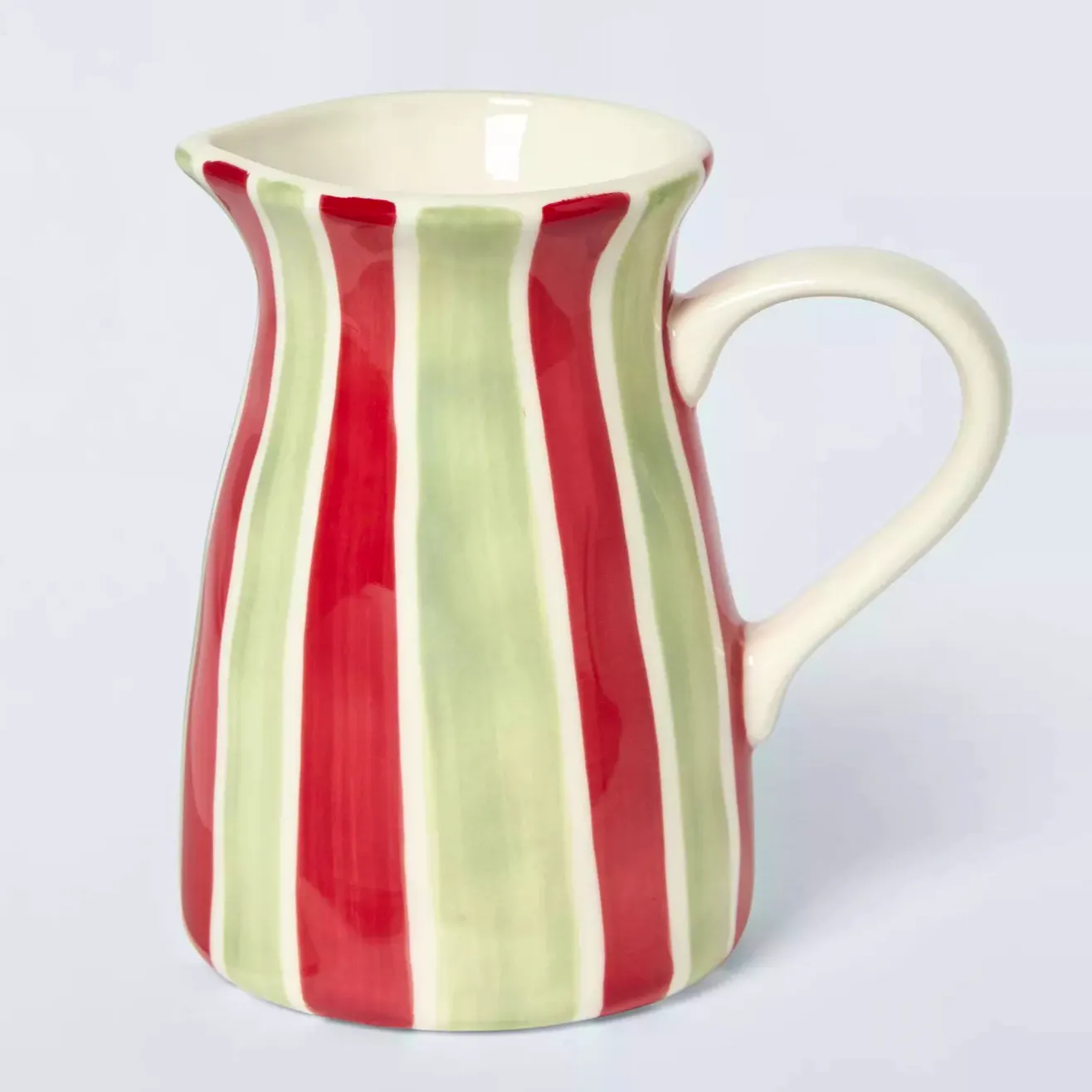 John Lewis Heartland Christmas Hand Painted Stripe Stoneware Jug, £12
