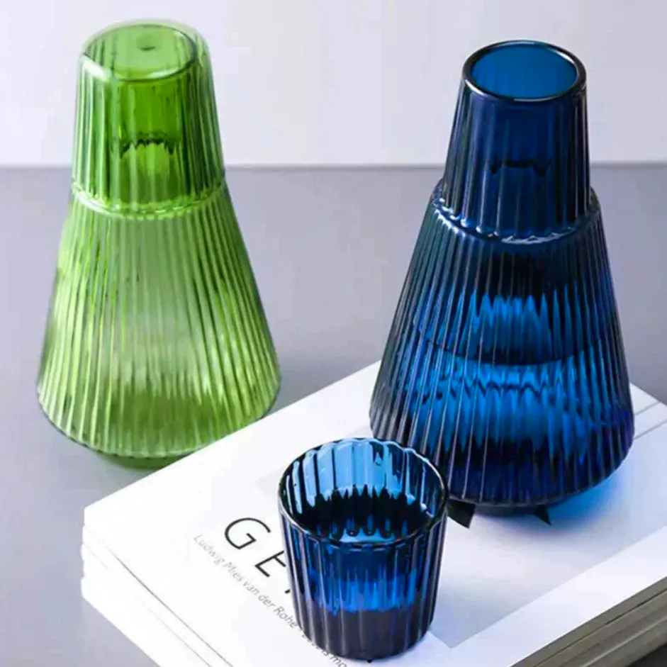 Hom & Ember (PLS USE THE AMBER ONE) Pleated Glass Carafe and Tumbler Set, £39.95