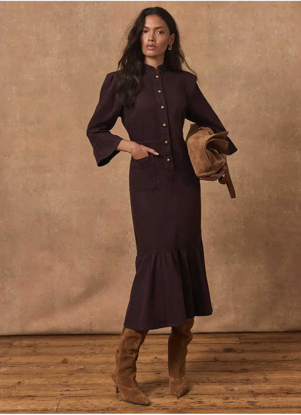 Military Button Denim Dress, £150 