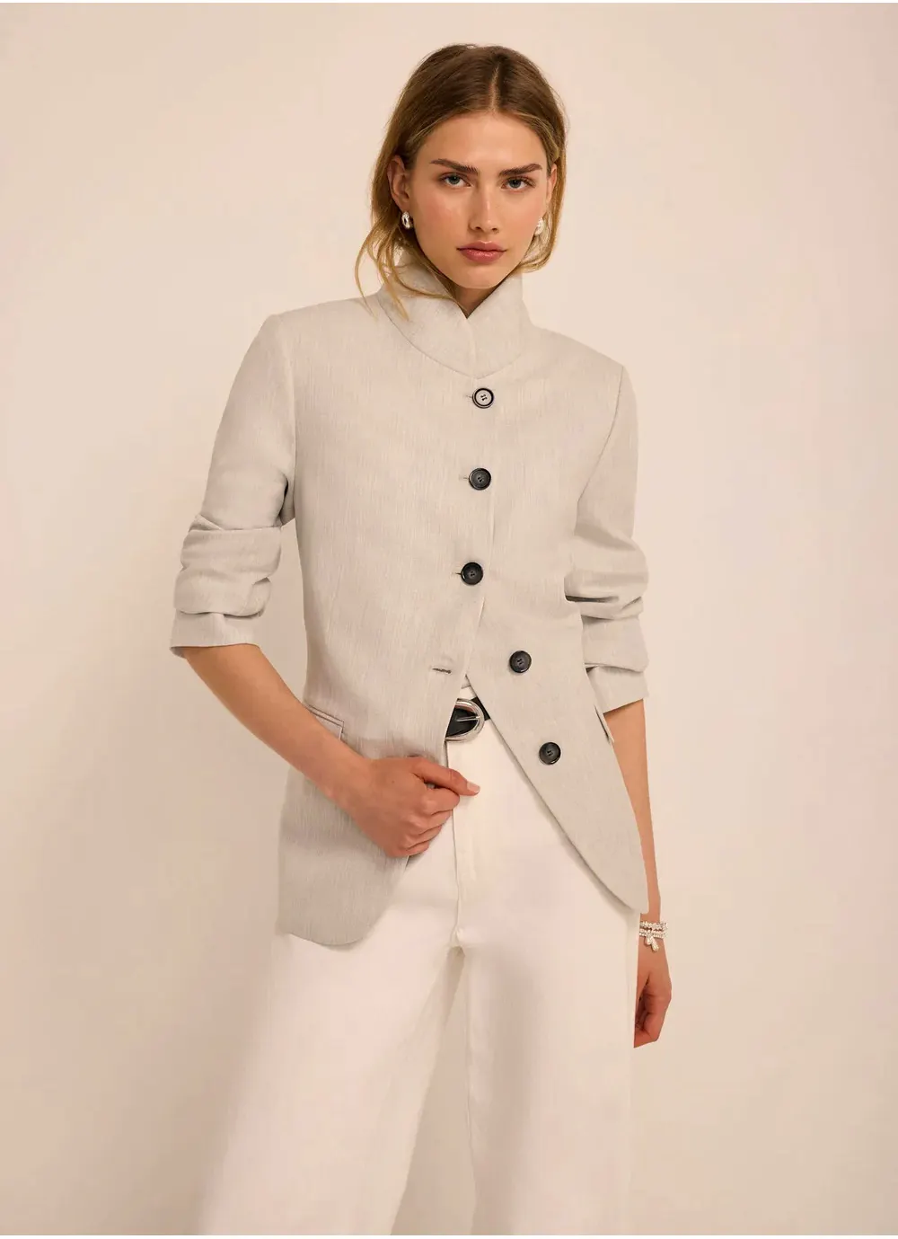Silver Grey High Neck Blazer, £190 