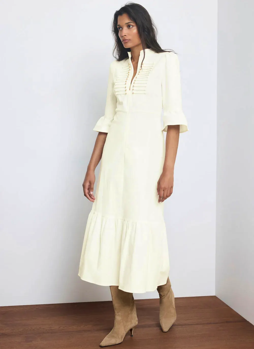 Cream Cord Military Midi Dress, £160 