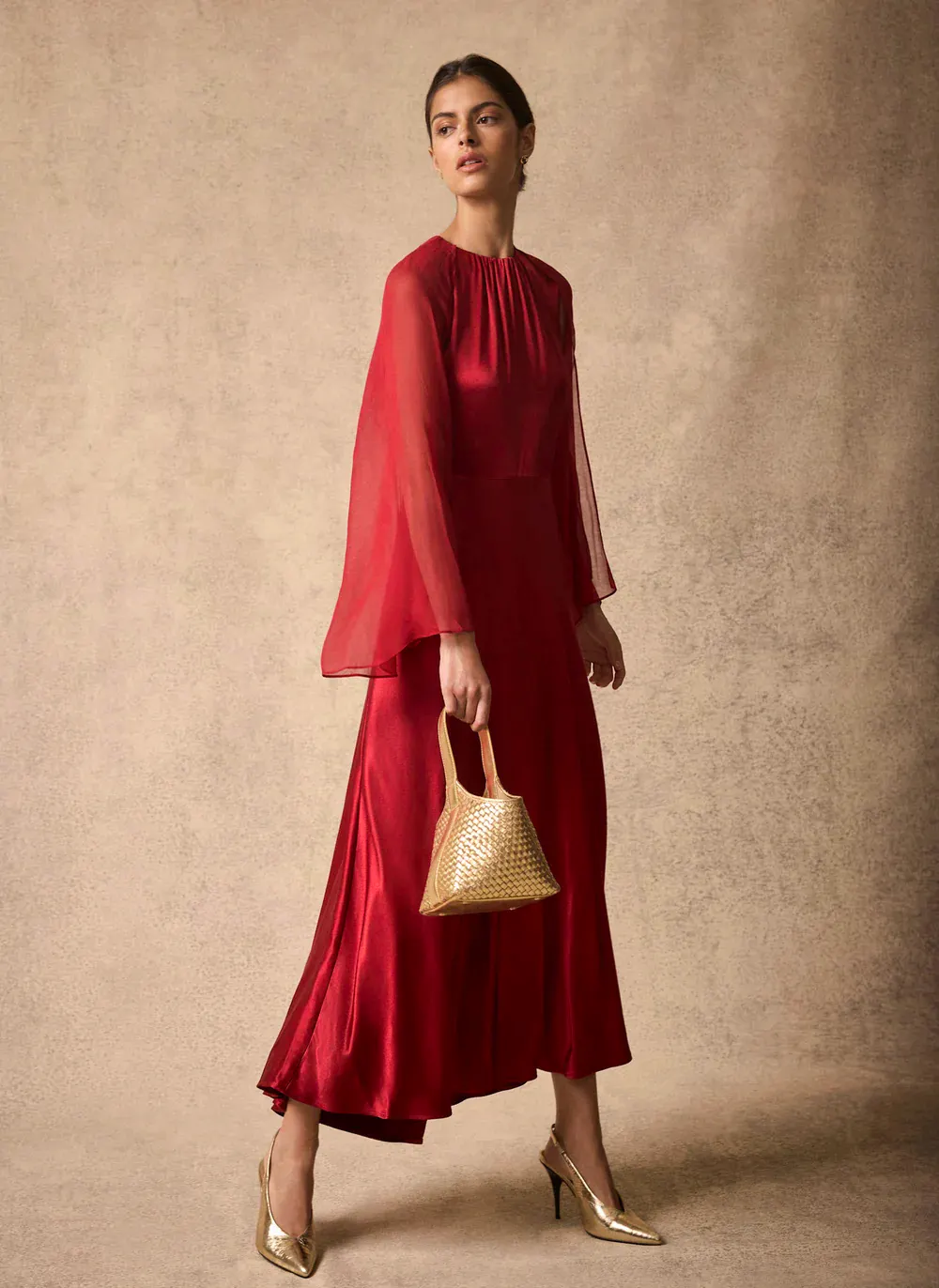 Red Cape Detail Maxi Dress, £240 