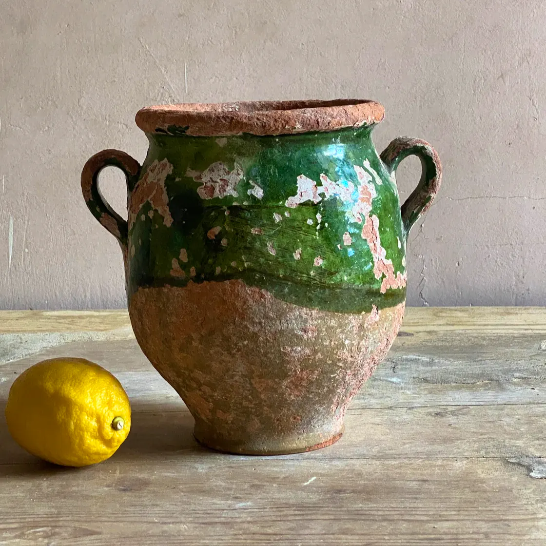 Maison Laubarede Antique Green Glazed Confit Pot - Rare Smaller Size, £285