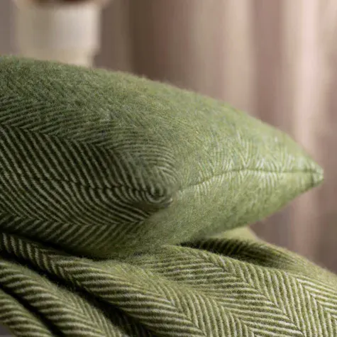 Soak & Sleep Olive Green Herringbone Pure Wool Throws, from £70