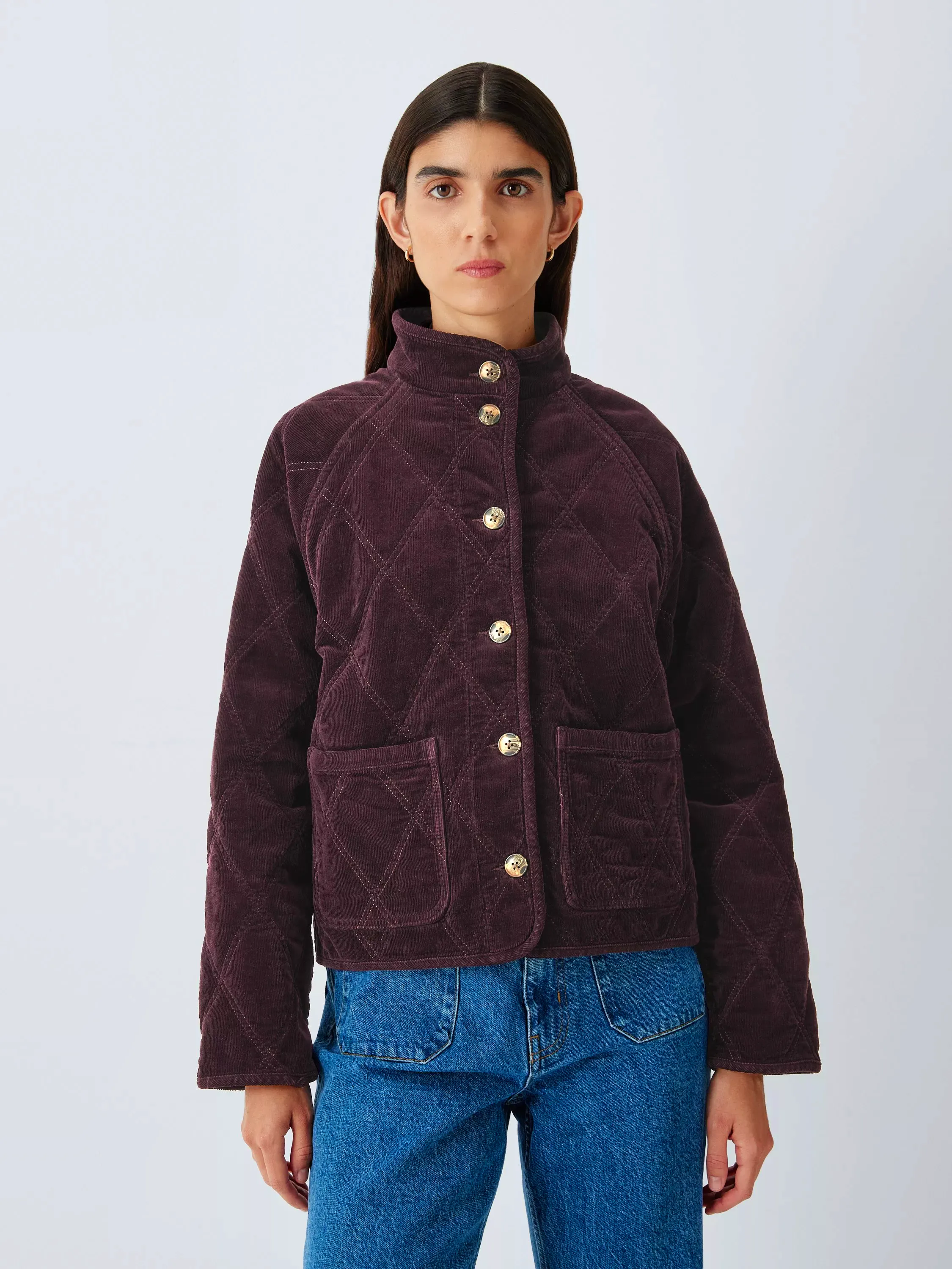 And Or Harley Quilted Cotton Blend Corduroy Jacket, Dark Burgundy, 8