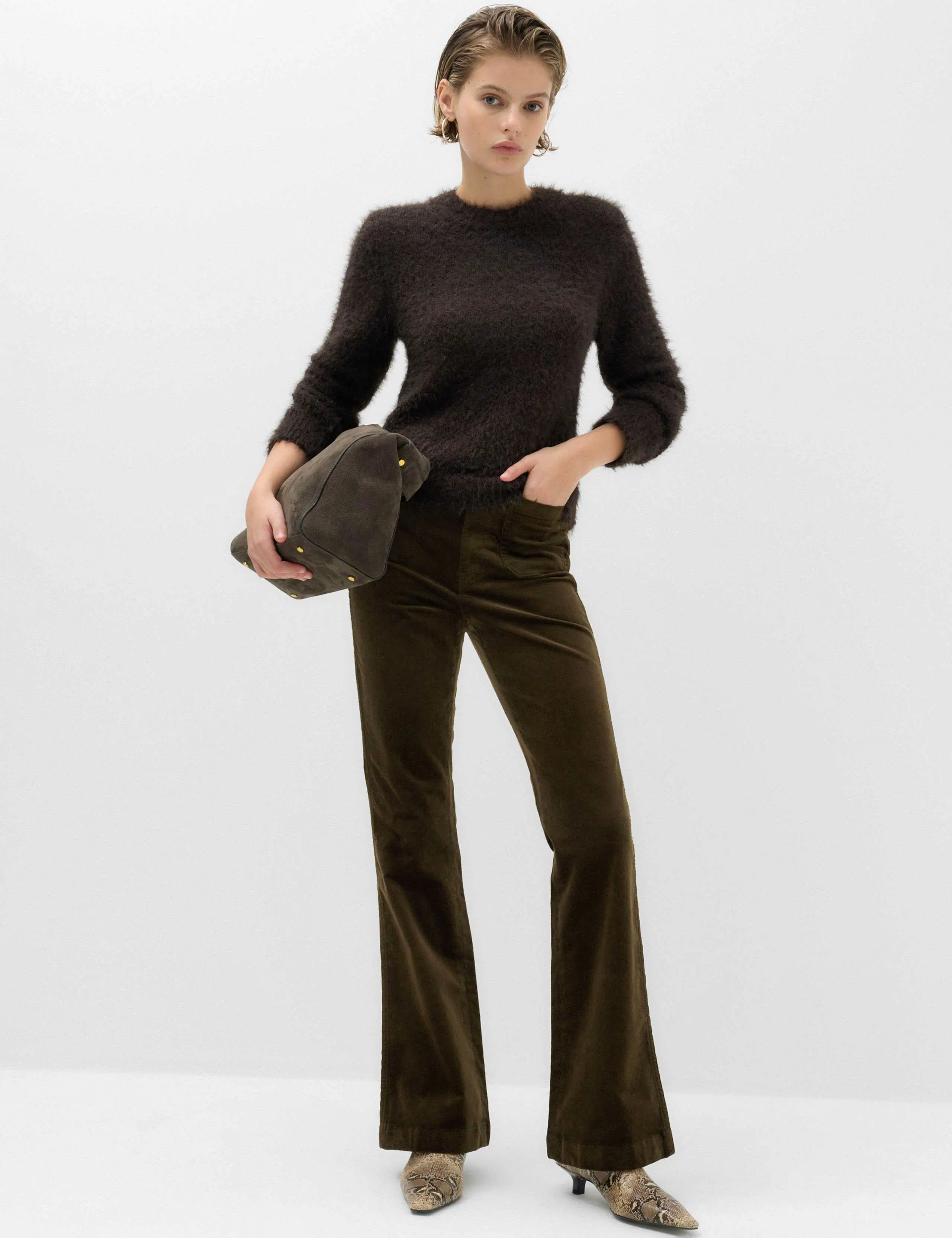 M&S High Waisted Flared Corduroy Trousers