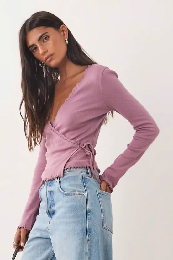 Miss Selfridge Pointelle Wrap Over Top, £17.99