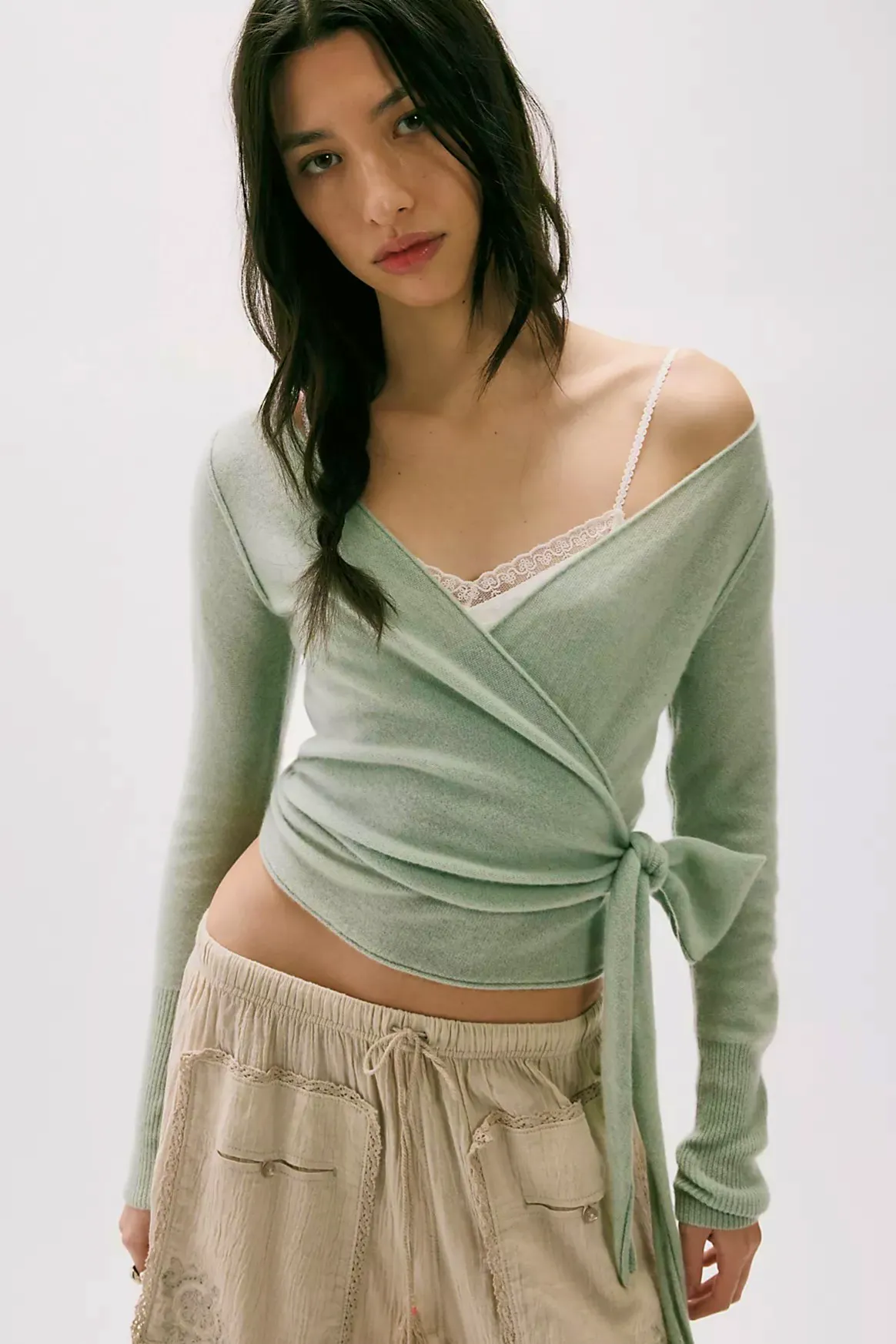 Free People Cashmere Reversible Wrap Sweater, £158