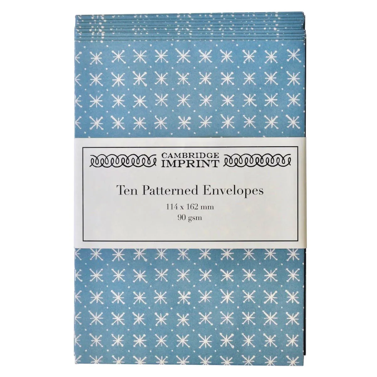Cambridge Imprint Packet of Ten Patterned Envelopes Little Stars Faded Denim, £7
