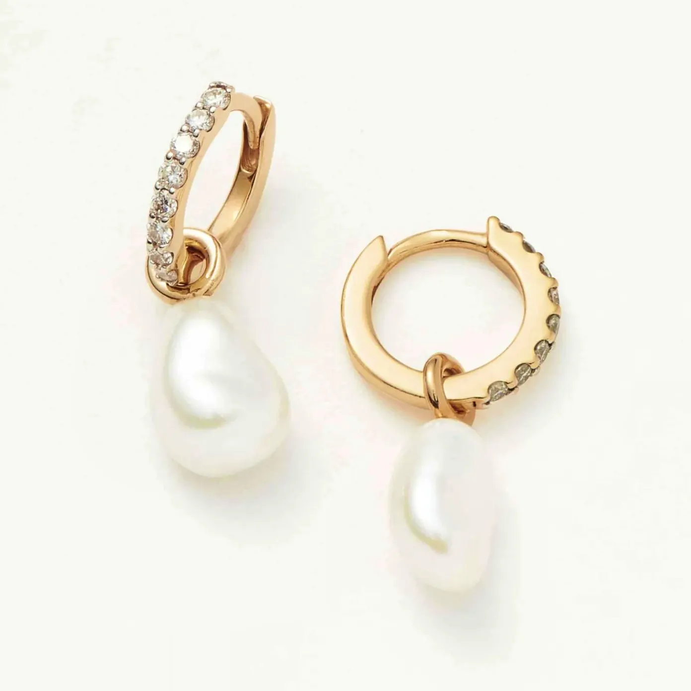 Missoma Solid Gold Diamond & Pearl Charm Hoop Earrings, £525